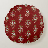 Elegant Kerstmis Mistletoe Pattern op Red Rond Kussen (Voorkant)