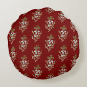 Elegant Kerstmis Mistletoe Pattern op Red Rond Kussen (Achterkant)