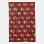 Elegant Kerstmis Mistletoe Pattern op Red Theedoek (Verticaal)