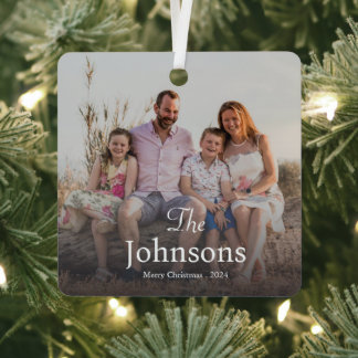 Elegant Kerstmis | Modern Trendy Leuke Familie Metalen Ornament