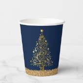 Elegant Kerstmis Nieuwjaar Blauw Glitter Papieren Bekers (Achterkant)