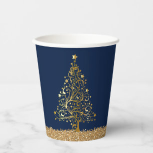 Elegant Kerstmis Nieuwjaar Blauw Glitter Papieren Bekers