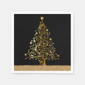 Elegant Kerstmis nieuwjaars zwart Gold Glitter Servet (Voorkant)
