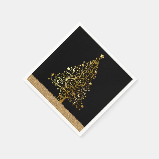 Elegant Kerstmis nieuwjaars zwart Gold Glitter Servet (Hoek)