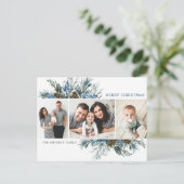 Elegant Kerstmis Pine Cones 3 Fotogroet Briefkaart (Staand voorkant)