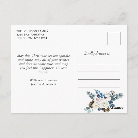 Elegant Kerstmis Pine Cones 3 Fotogroet Briefkaart (Achterkant)