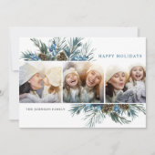 Elegant Kerstmis Pine Cones 3 Fotogroet Feestdagenkaart (Voorkant)