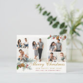 Elegant Kerstmis Pine Cones 6 Fotogroet Briefkaart (Staand voorkant)