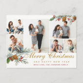 Elegant Kerstmis Pine Cones 6 Fotogroet Briefkaart (Voorkant)