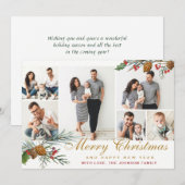 Elegant Kerstmis Pine Cones 6 Fotogroet Feestdagenkaart (Voorkant / Achterkant)