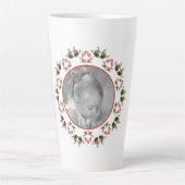 Elegant Kerstmis Pinecone Greenery Holiday Foto Latte Mok (Voorkant)