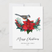 Elegant Kerstmis Poinsettia Bird Non-Foto Feestdagenkaart (Voorkant)