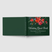 Elegant Kerstmis Poinsettia Floral Green Wedding Gastenboek (Volledig)