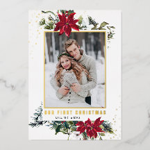 Elegant Kerstmis Poinsettia Foto Gold