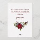 Elegant Kerstmis Poinsettia Foto Gold Folie Feestdagenkaart (Achterkant)