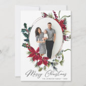 Elegant Kerstmis Poinsettia Foto Greep Feestdagenkaart (Voorkant)