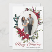 Elegant Kerstmis Poinsettia Foto Greep Feestdagenkaart (Voorkant)