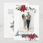 Elegant Kerstmis Poinsettia Foto Holiday Kaart (Voorkant / Achterkant)