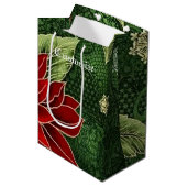 Elegant Kerstmis Poinsettia Gift Bag Medium Cadeauzakje (Voorkant Gekanteld)