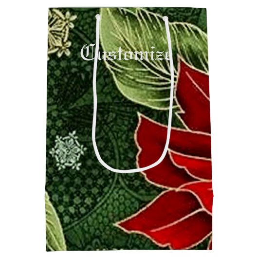 Elegant Kerstmis Poinsettia Gift Bag Medium Cadeauzakje (Achterkant)