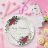 Elegant Kerstmis Poinsettia Gold Confetti Papieren Bordje (Feest)