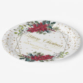 Elegant Kerstmis Poinsettia Gold Confetti Papieren Bordje (Gekanteld)