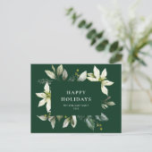 Elegant Kerstmis Poinsettia Holiday Greeting Briefkaart (Staand voorkant)