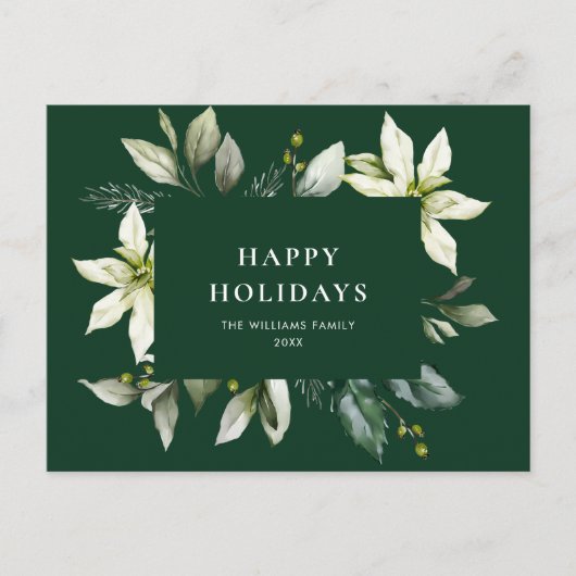 Elegant Kerstmis Poinsettia Holiday Greeting Briefkaart (Voorkant)