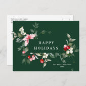 Elegant Kerstmis Poinsettia Holiday Greeting Briefkaart (Voorkant / Achterkant)