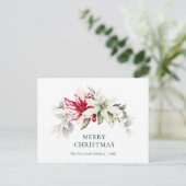 Elegant Kerstmis Poinsettia Holiday Greeting Briefkaart (Staand voorkant)