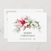 Elegant Kerstmis Poinsettia Holiday Greeting Briefkaart (Voorkant / Achterkant)