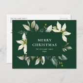 Elegant Kerstmis Poinsettia Holiday Greeting Briefkaart (Voorkant / Achterkant)