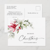 Elegant Kerstmis Poinsettia Holiday Greeting Briefkaart (Voorkant / Achterkant)
