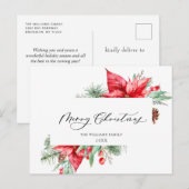 Elegant Kerstmis Poinsettia Holiday Greeting Briefkaart (Voorkant / Achterkant)