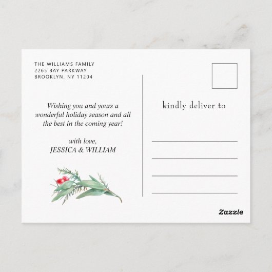 Elegant Kerstmis Poinsettia Holiday Greeting Briefkaart (Achterkant)