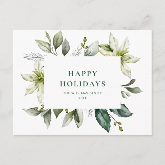 Elegant Kerstmis Poinsettia Holiday Greeting Briefkaart (Voorkant)