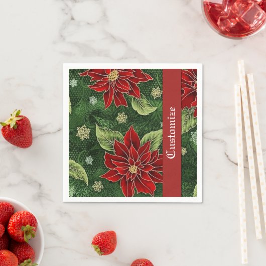 Elegant Kerstmis Poinsettia Napkins Servetten (Insitu)