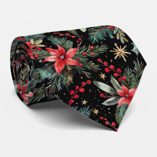 Elegant Kerstmis poinsettia patroon Stropdas
