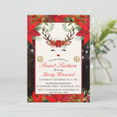 Elegant Kerstmis Poinsettia Reindeer Sweet 16 Kaart (Staand voorkant)