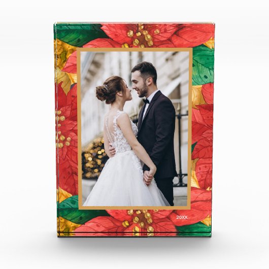 Elegant Kerstmis Poinsettias Aangepast Fotoblokken (Voorkant)