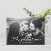 Elegant Kerstmis Poinsettias Full Photo White Feestdagenkaart (Staand voorkant)