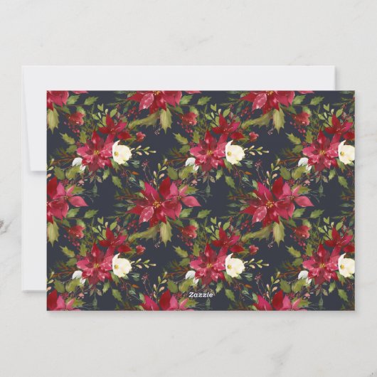 Elegant Kerstmis Poinsettias Full Photo White Feestdagenkaart (Achterkant)