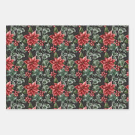 Elegant Kerstmis Poinsettias Variety Inpakpapier Vel