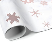 Elegant Kerstmis Roos Gold Snowflakes & marmer Cadeaupapier (Rol Hoek)