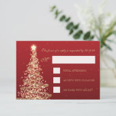 Elegant Kerstmis RSVP Gold Red Kaartje (Staand voorkant)