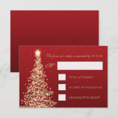 Elegant Kerstmis RSVP Gold Red Kaartje (Voorkant / Achterkant)