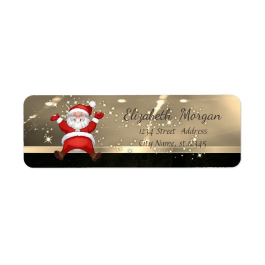 Elegant Kerstmis, Santa Claus, Faux Gold Etiket (Voorkant)