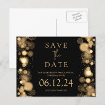 Elegant Kerstmis Save The Date Gouden Winter Zwart