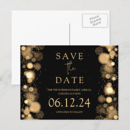 Elegant Kerstmis Save The Date Gouden Winter Zwart Aankondigingskaart