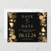 Elegant Kerstmis Save The Date Gouden Winter Zwart Aankondigingskaart (Voorkant / Achterkant)